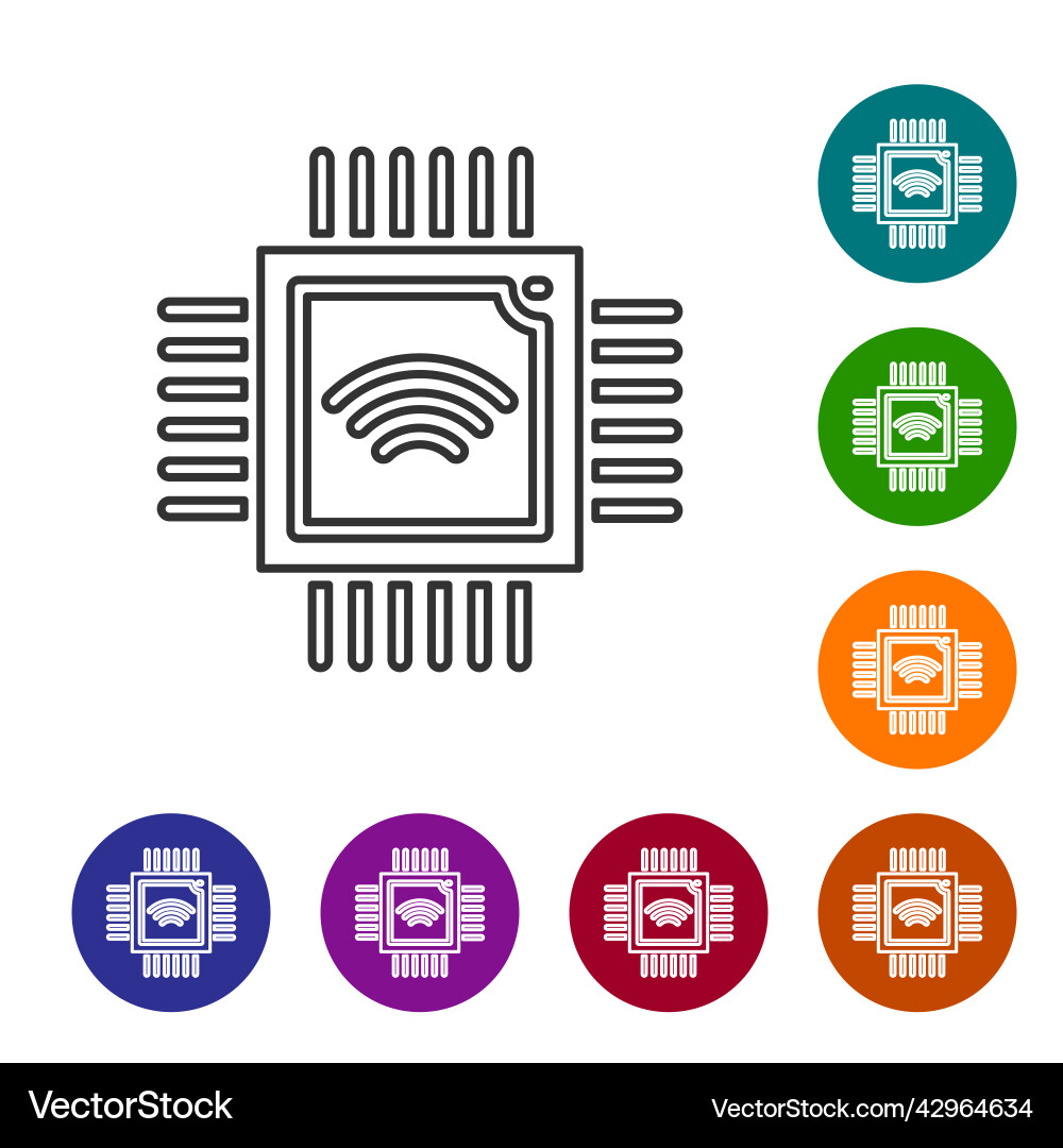 Black Line Computerprozessor mit Mikroschaltungen Black Line Computerprozessor mit Mikroschaltungen vektorbild