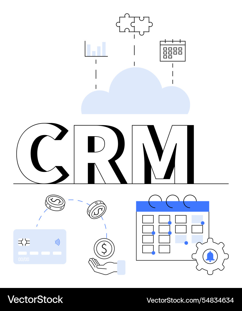 Crm interface with cloud integration financial Vector Image