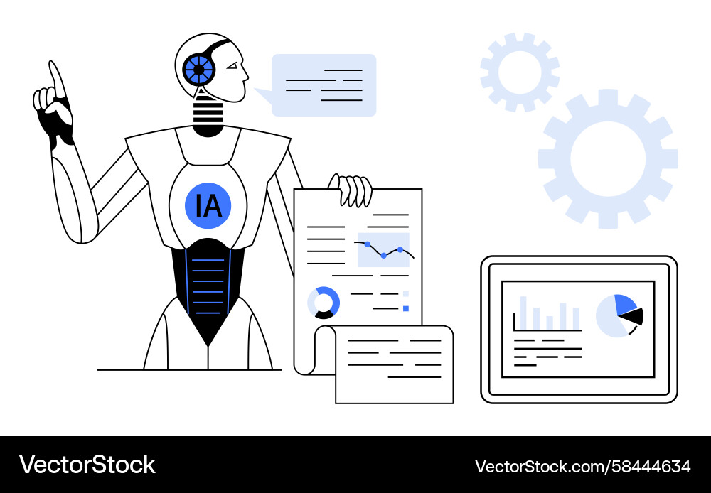 Data Analysis Robot Vector Image