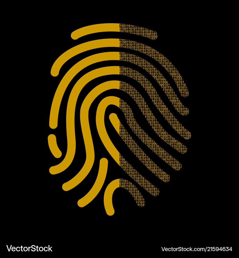 Fingerprint signature in binary code Fingerprint signature in binary code Vector Image
