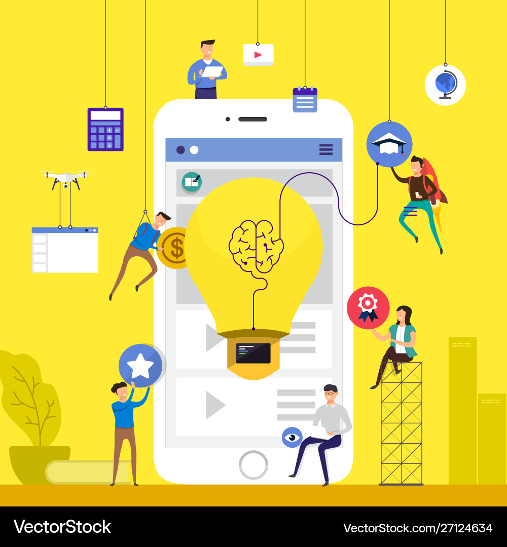 Flat design concept team working for building Flat design concept team working for building vector image