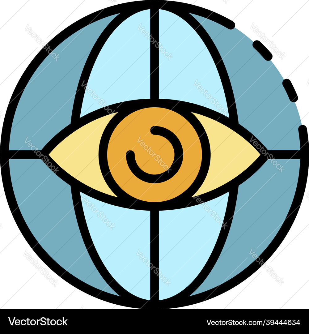 Global hacker monitoring icon color outline Global hacker monitoring icon color outline Vector Image