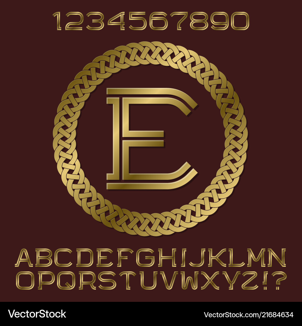 Golden letters numbers initial monogram in frame Golden letters numbers initial monogram in frame vector image