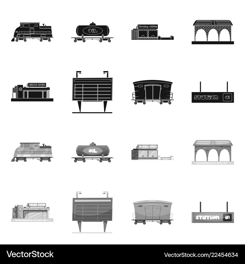 Isolated object of train and station symbol Isolated object of train and station symbol vector image