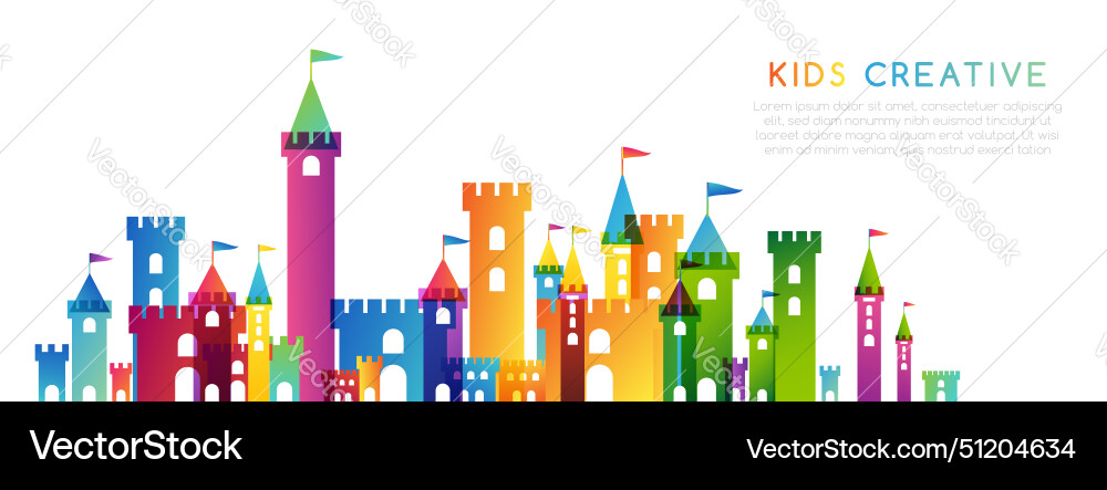 Kids imagination castle colorful childhood Vector Image