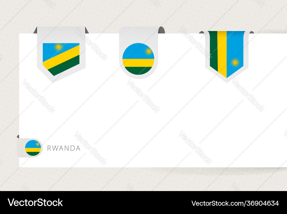 Label flag collection rwanda in different Vector Image
