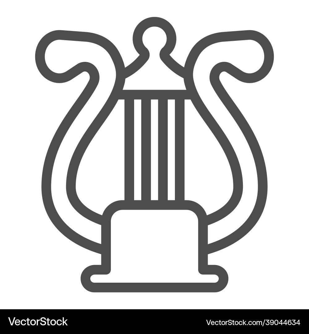 Lyre with strings harp line icon musical Lyre with strings harp line icon musical Vector Image