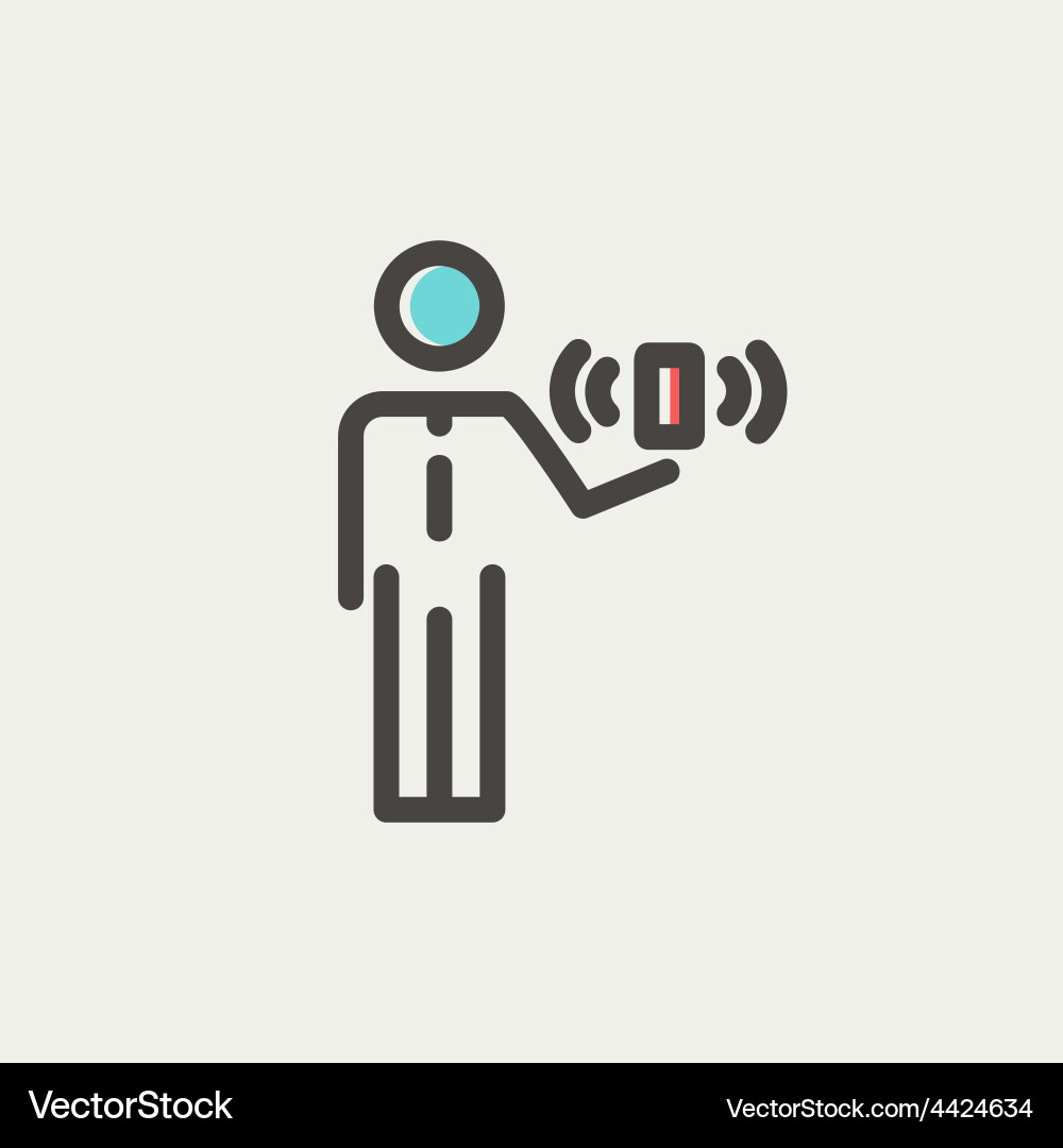Man and wireless signal thin line icon vector image