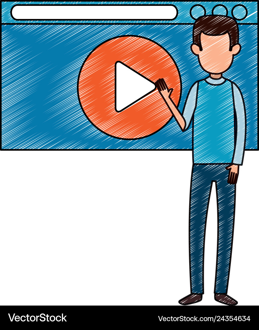 Man teaching with media player display Vector Image
