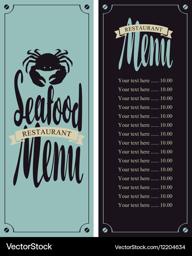 Menu for seafood restaurant Vector Image
