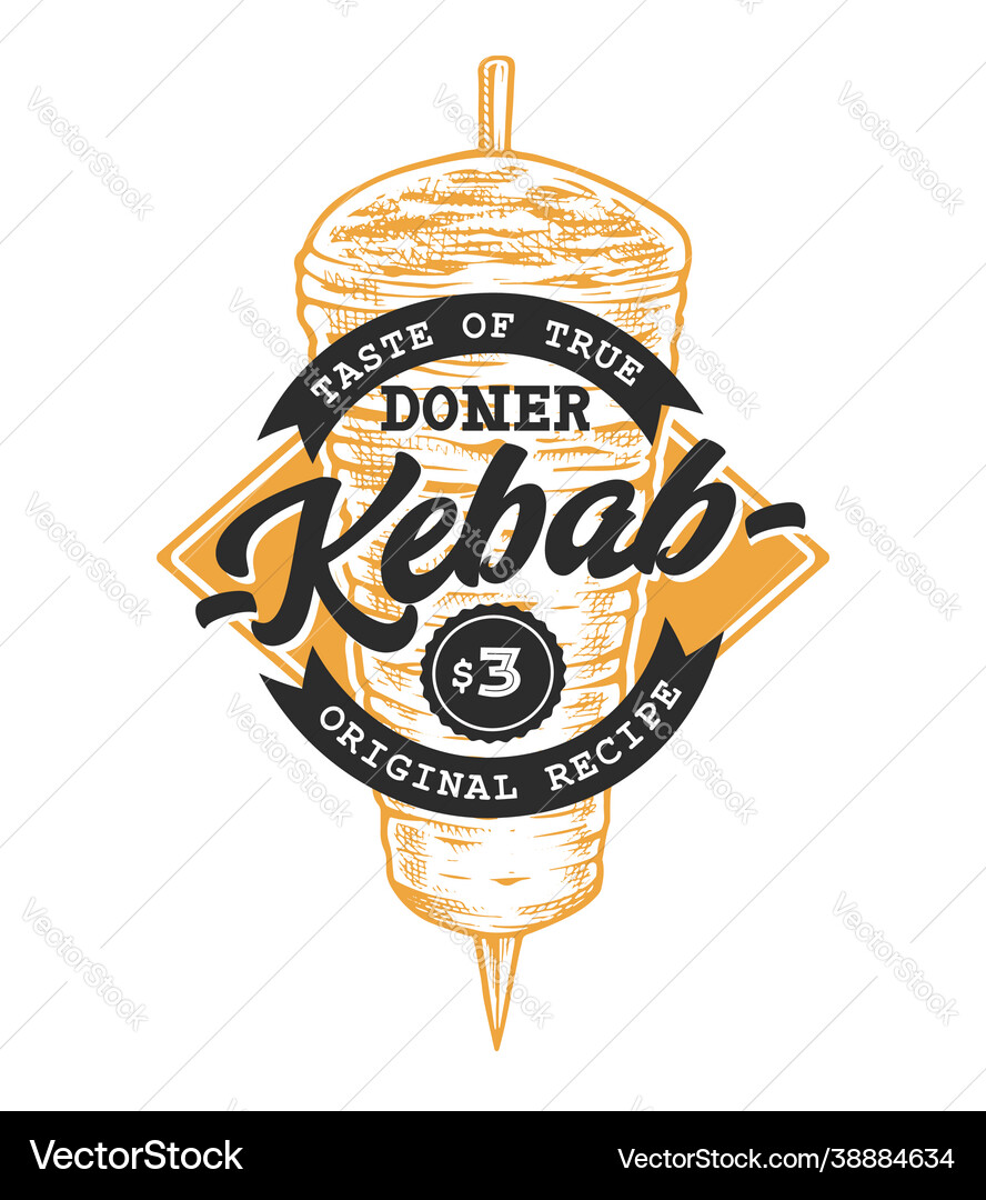 Retro Doner Kebab Emblem vector image