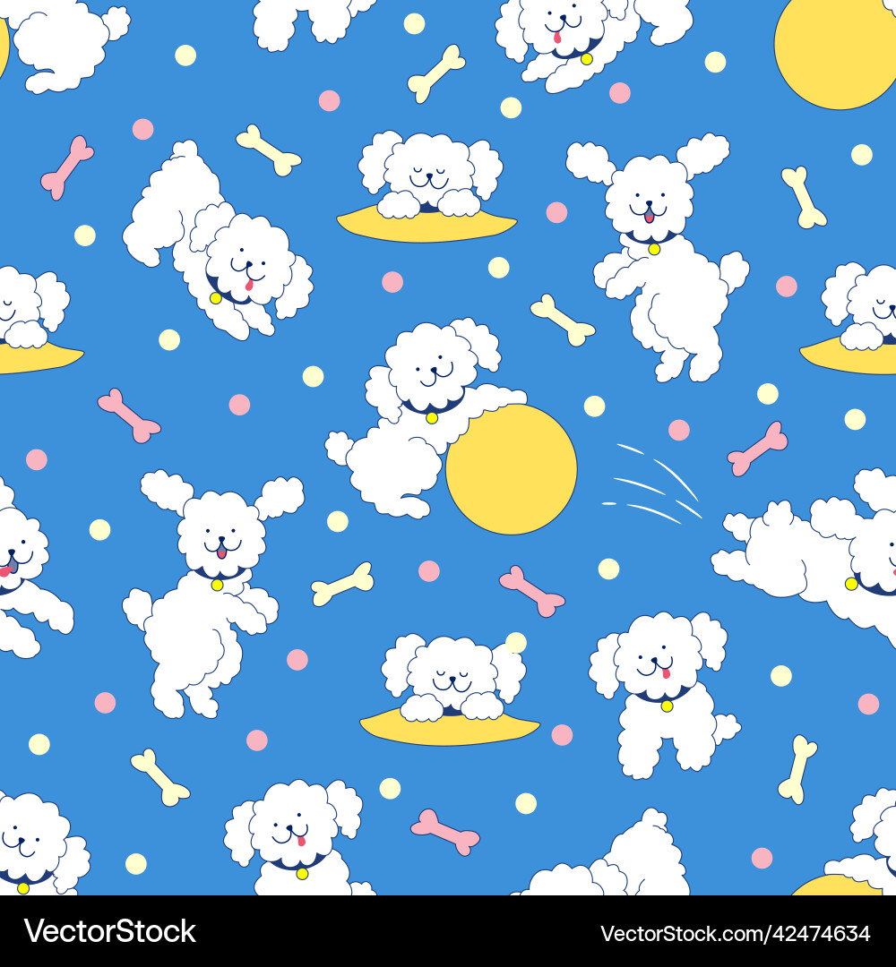 Seamless pattern with funny puppy Vector Image