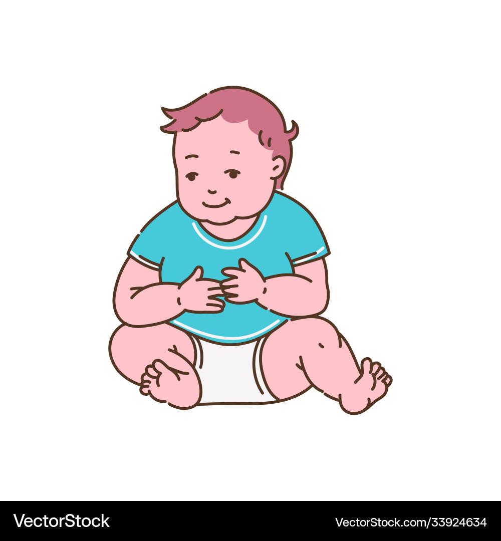 Süßes sitzendes Baby Cartoon Charakter Skizze Süßes sitzendes Baby Cartoon Charakter Skizze vektorbild