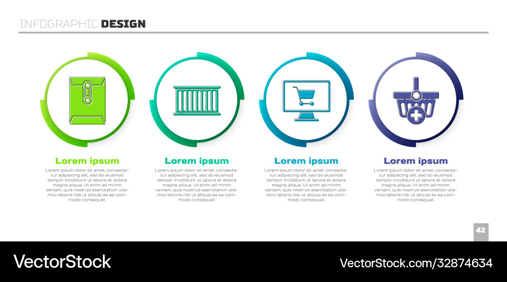 Set envelope container shopping cart on computer Vector Image
