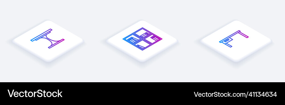 Set isometric line round table shelf with books Set isometric line round table shelf with books Vector Image