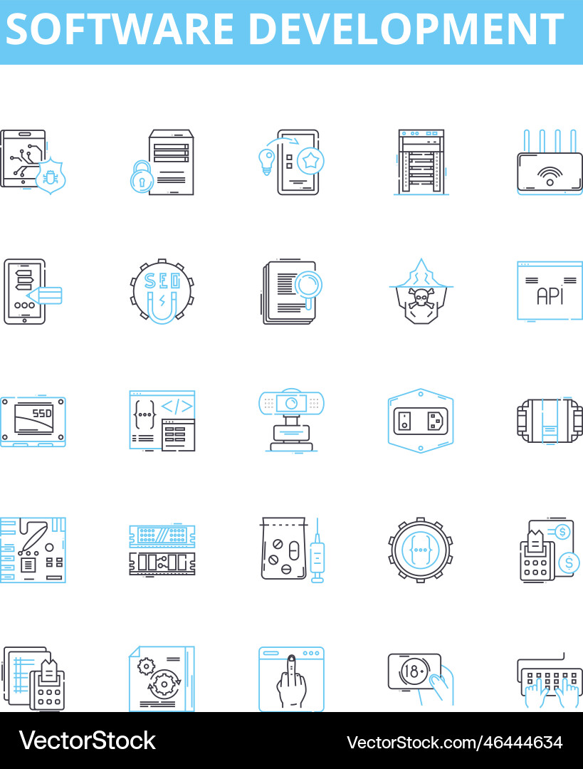Software development line icons set vector image