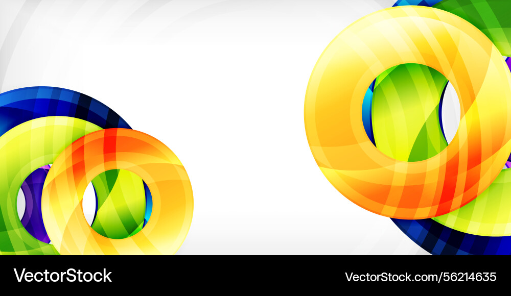 Abstract colorful rings overlap creating dynamic vector image