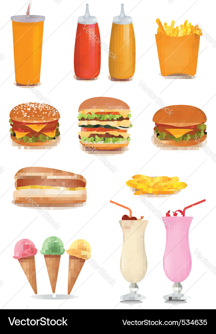 Assorted Fast Food Collection Vector Image