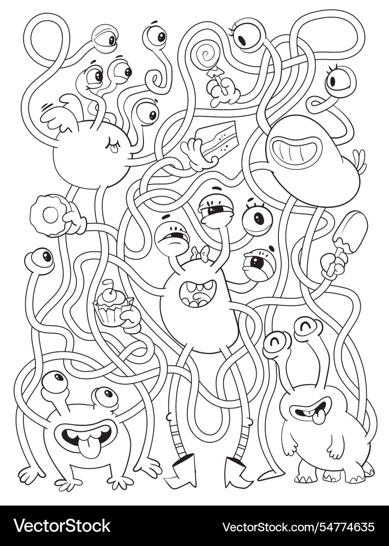 Children logic game to pass the maze find candy Vector Image