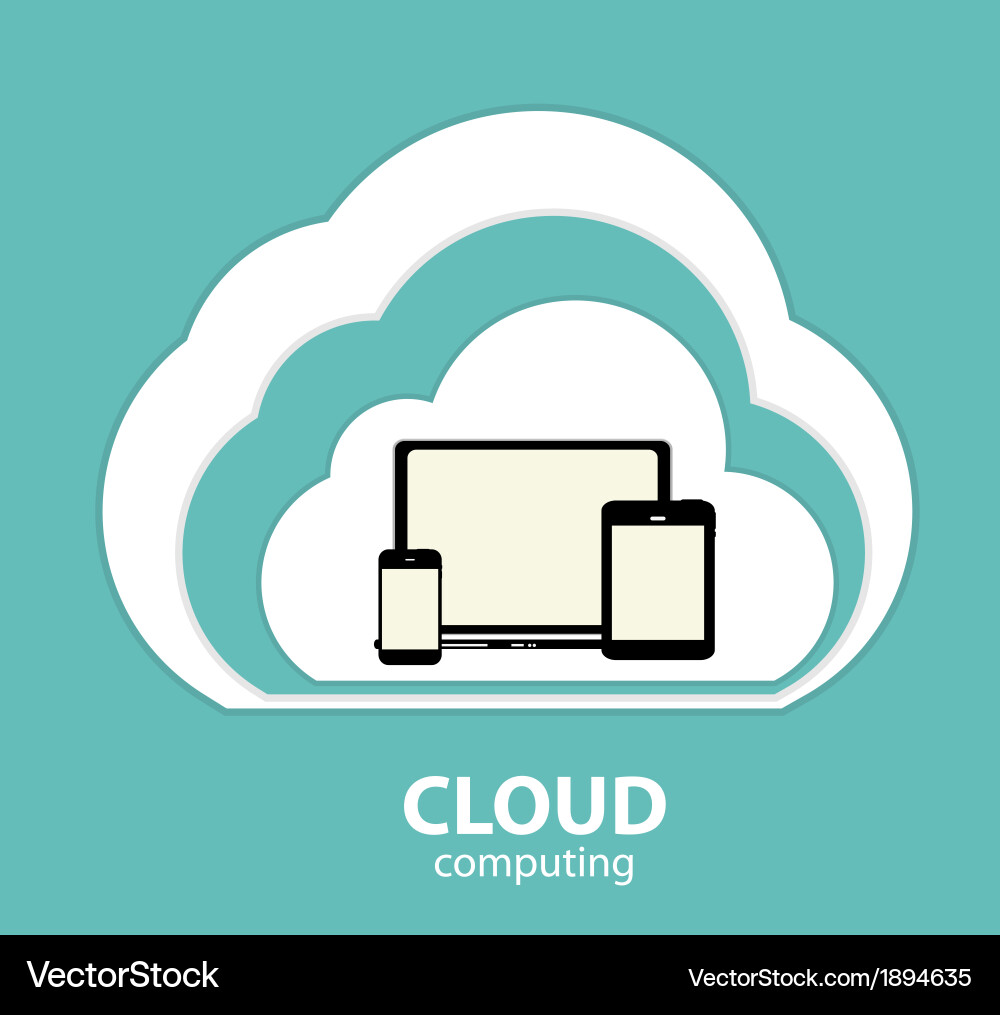 Cloud computing concept on different electronic vector image