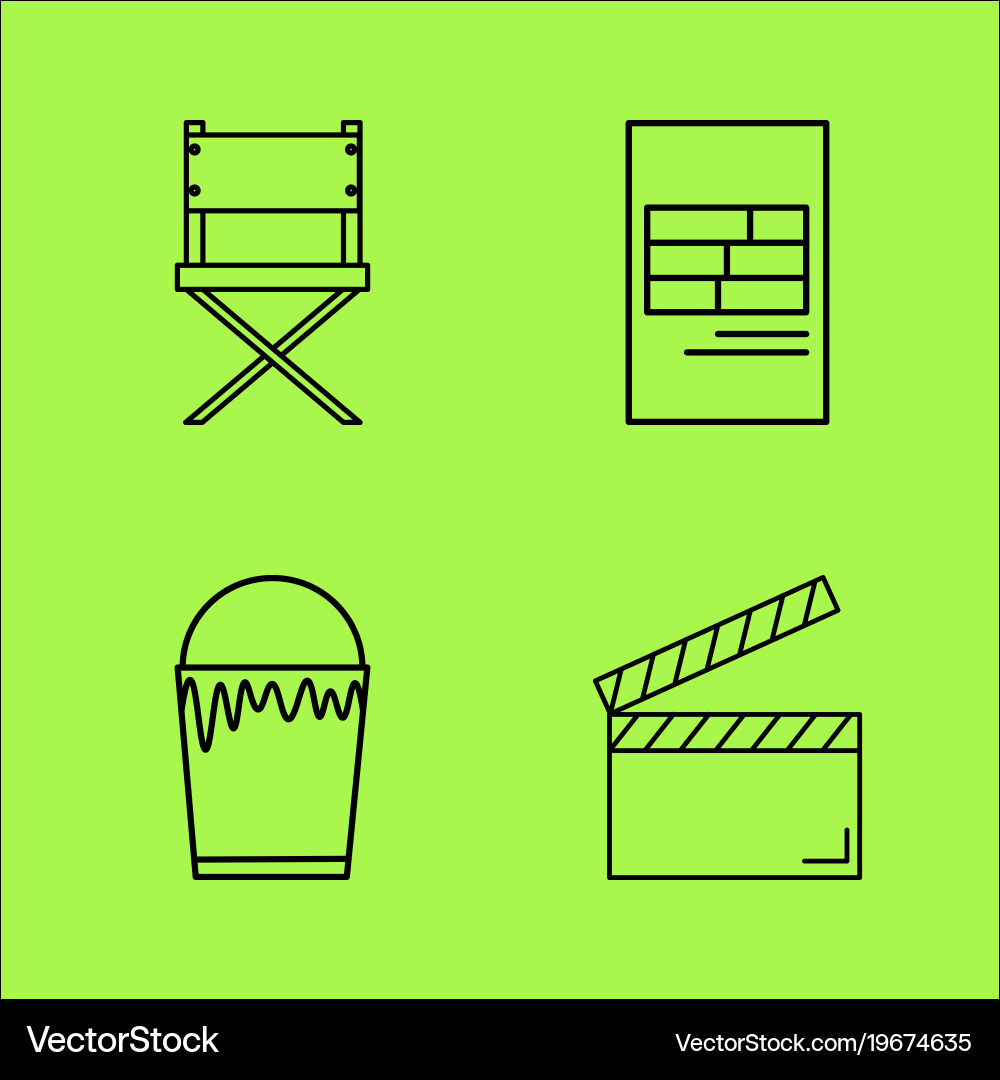 Design elements simple linear outline icon set vector image