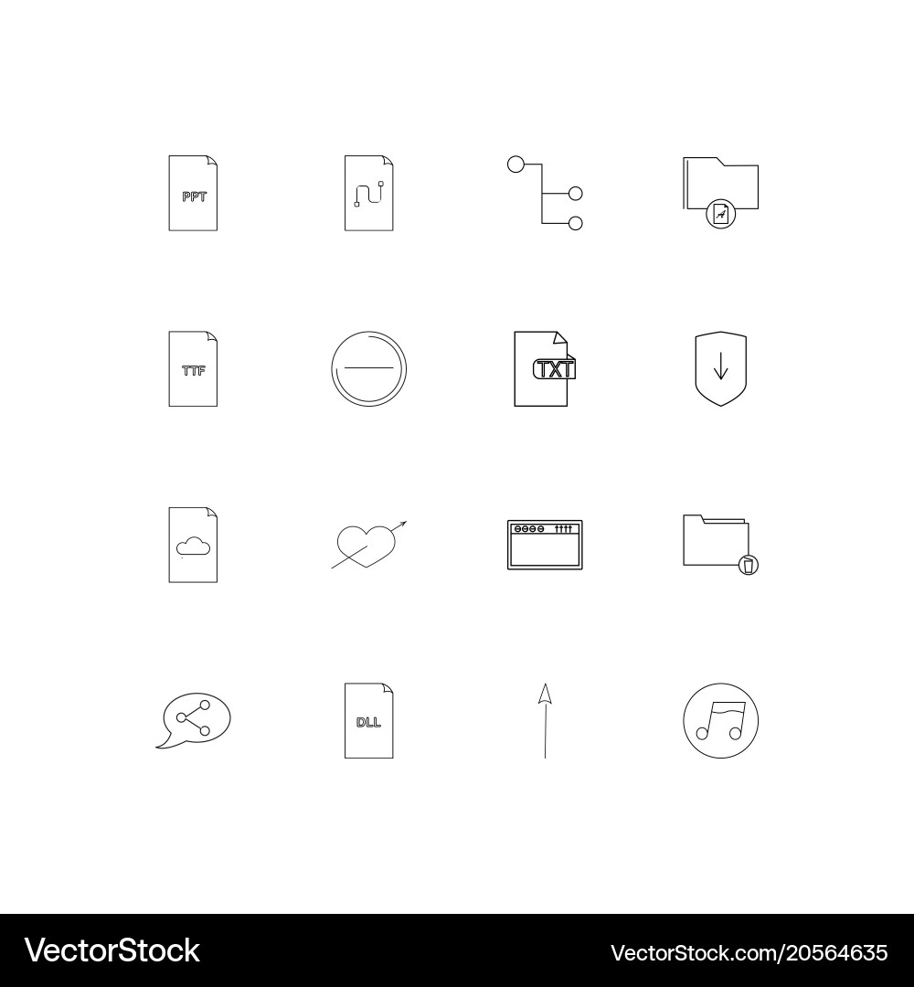 Files and folders sign simple linear icons set vector image
