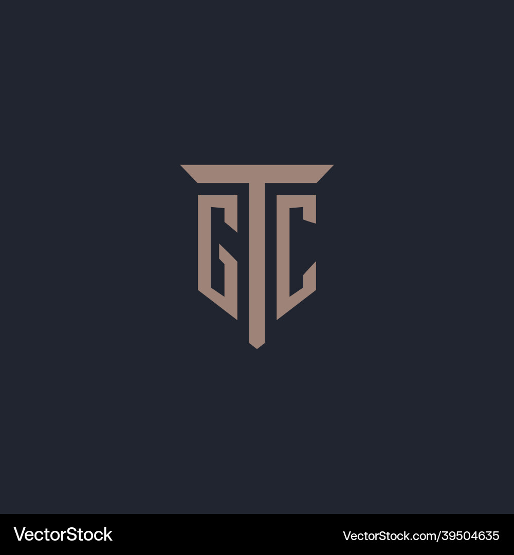 Gc initial logo monogram with pillar icon design Gc initial logo monogram with pillar icon design Vector Image