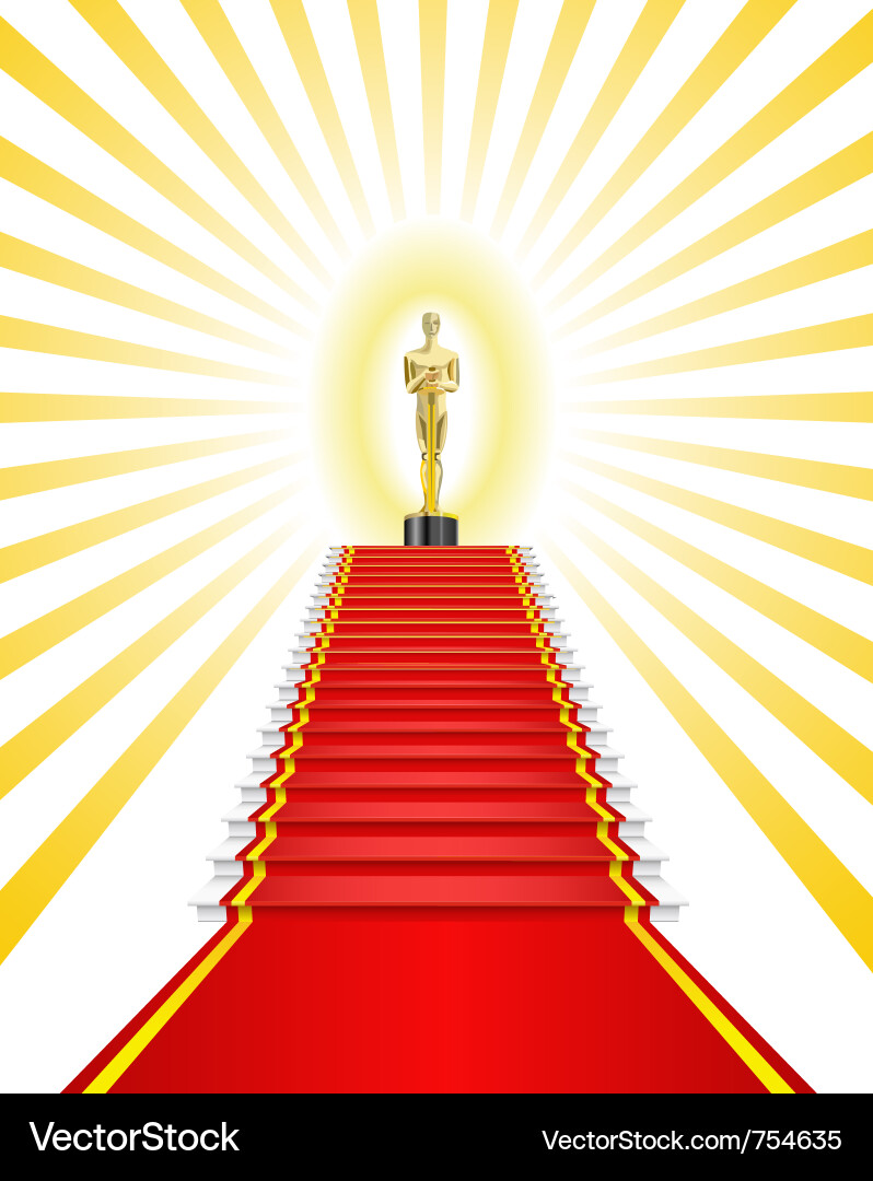 Golden Statue on Red Carpet Vector Image