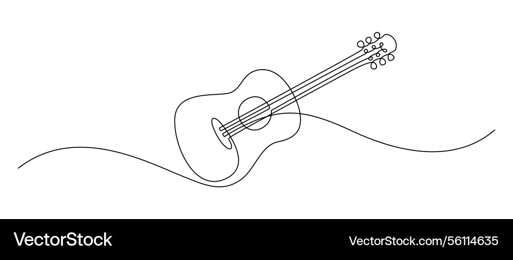 Guitar in one continuous line drawing string Guitar in one continuous line drawing string vector image