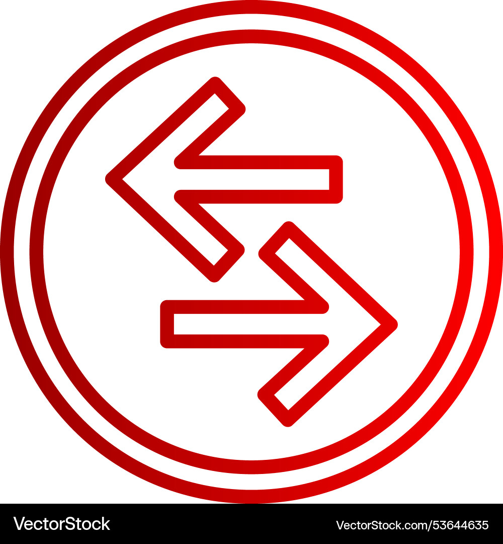 Left right arrow line gradient icon vector image