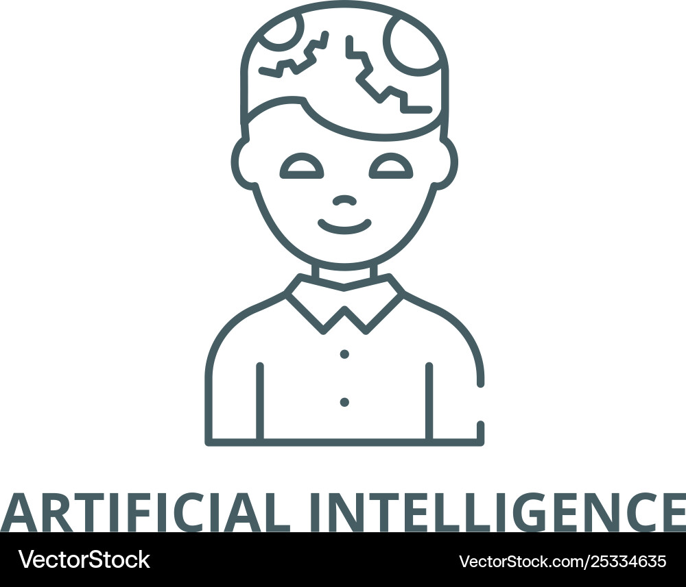 Man with artificial intelligence line icon vector image