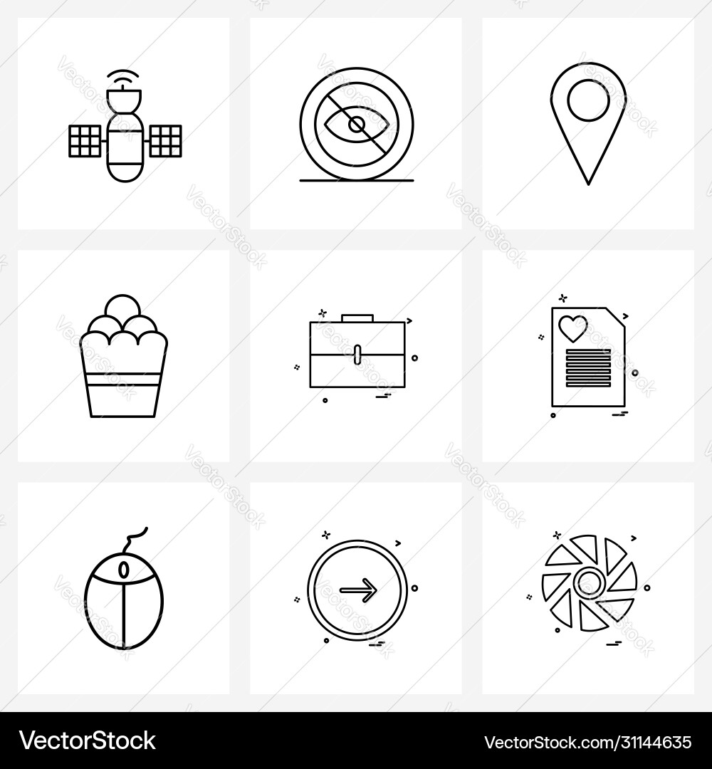 Modern style set 9 line pictograph grid based Vector Image