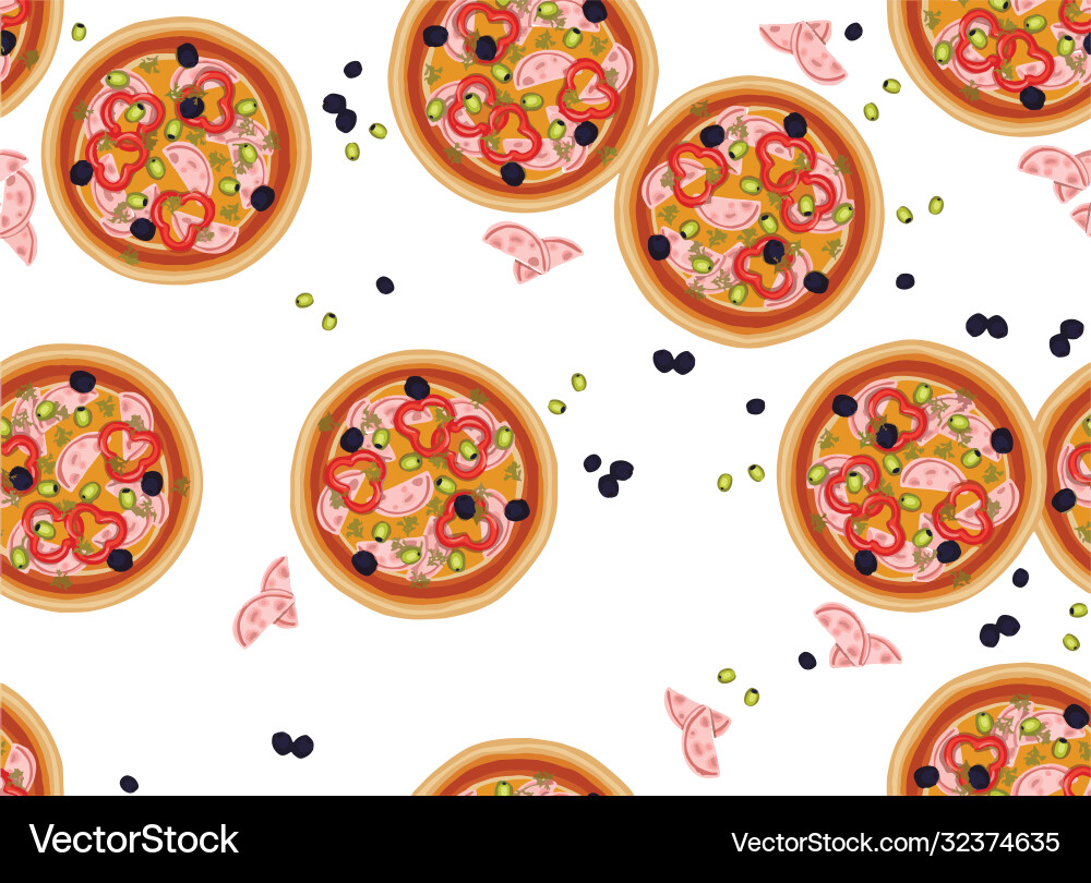 Pizza pattern drawing background Pizza pattern drawing background vector image