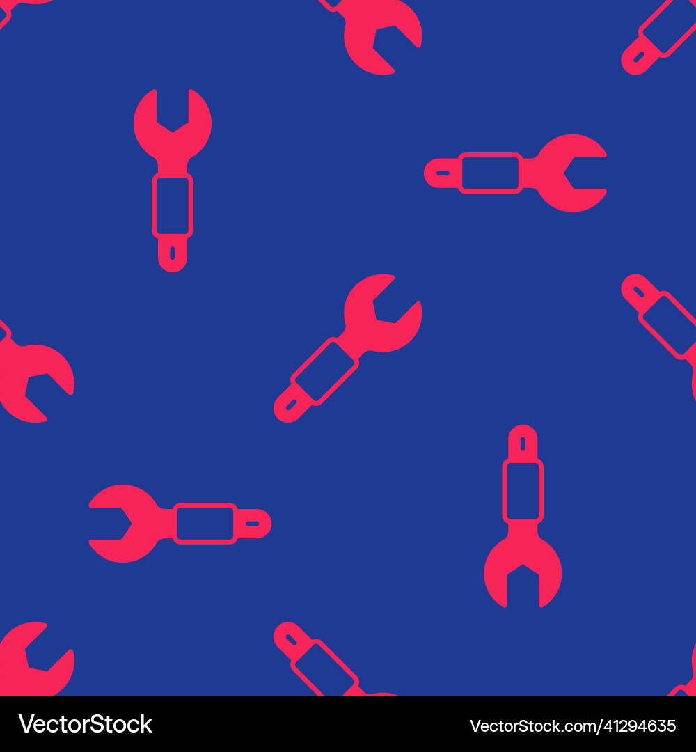 Red wrench spanner icon isolated seamless pattern Red wrench spanner icon isolated seamless pattern vector image