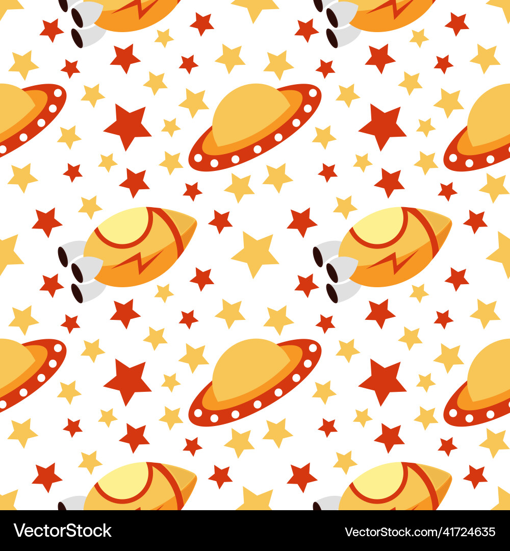 Rocket and ufo seamless pattern Vector Image