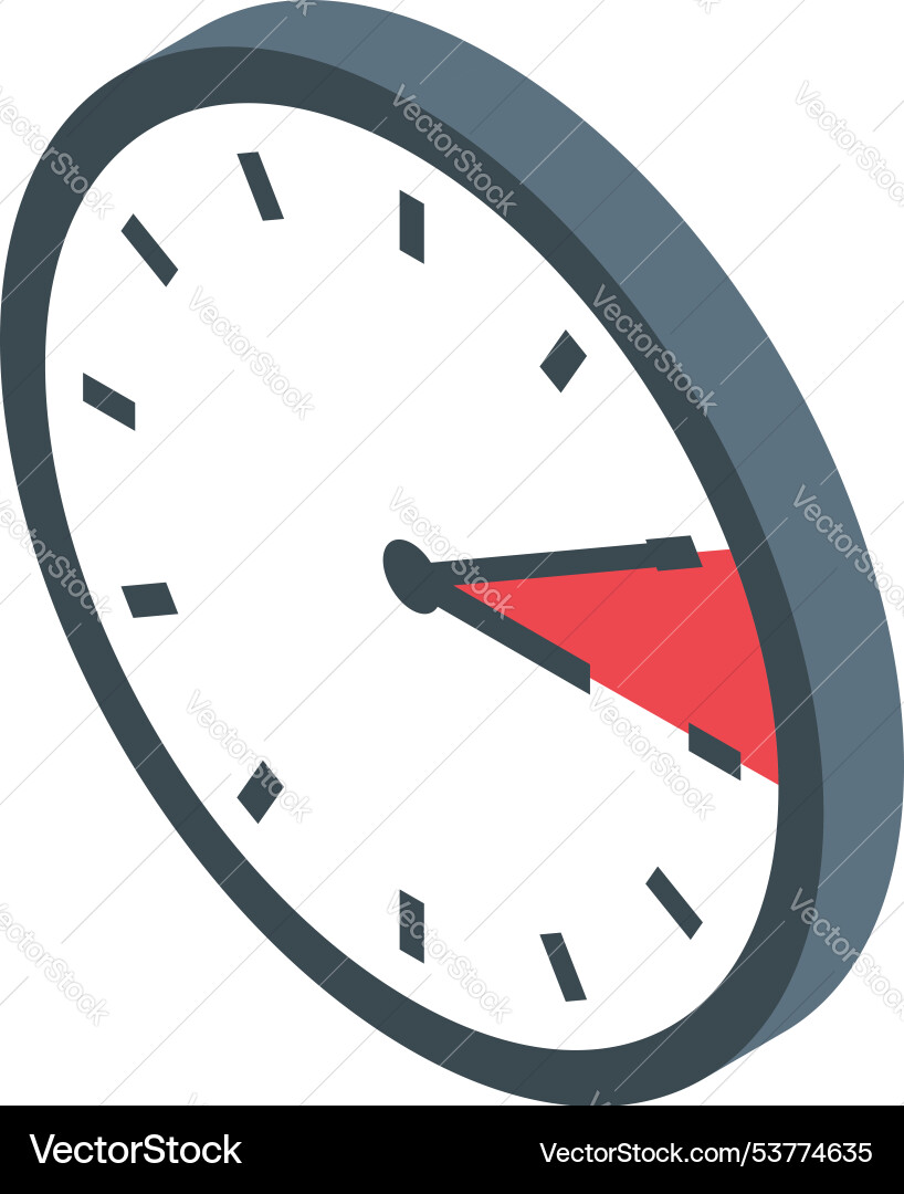 Round clock face measuring passing time isometric Vector Image