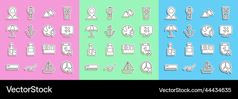 Set line clock with airplane calendar and speech Set line clock with airplane calendar and speech Vector Image