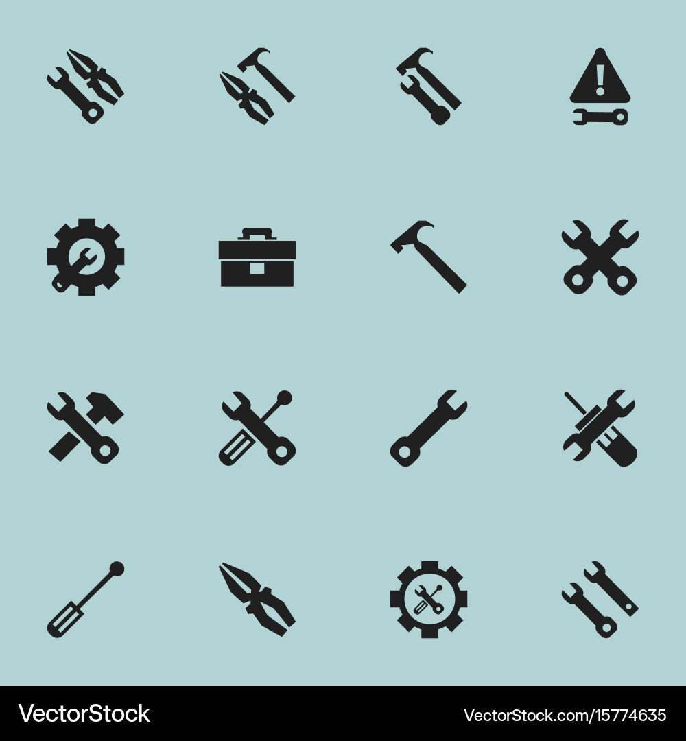 Set of 16 editable tool icons includes symbols vector image