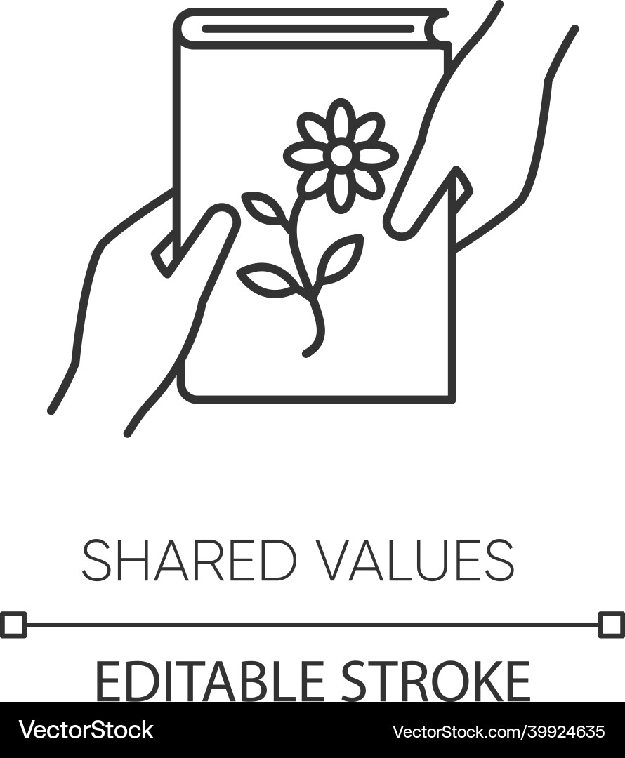Shared values pixel perfect linear icon thin line Vector Image