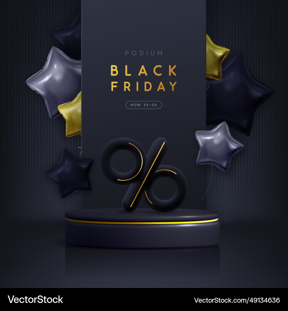Black friday big sale showcase with 3d podium Black friday big sale showcase with 3d podium vector image