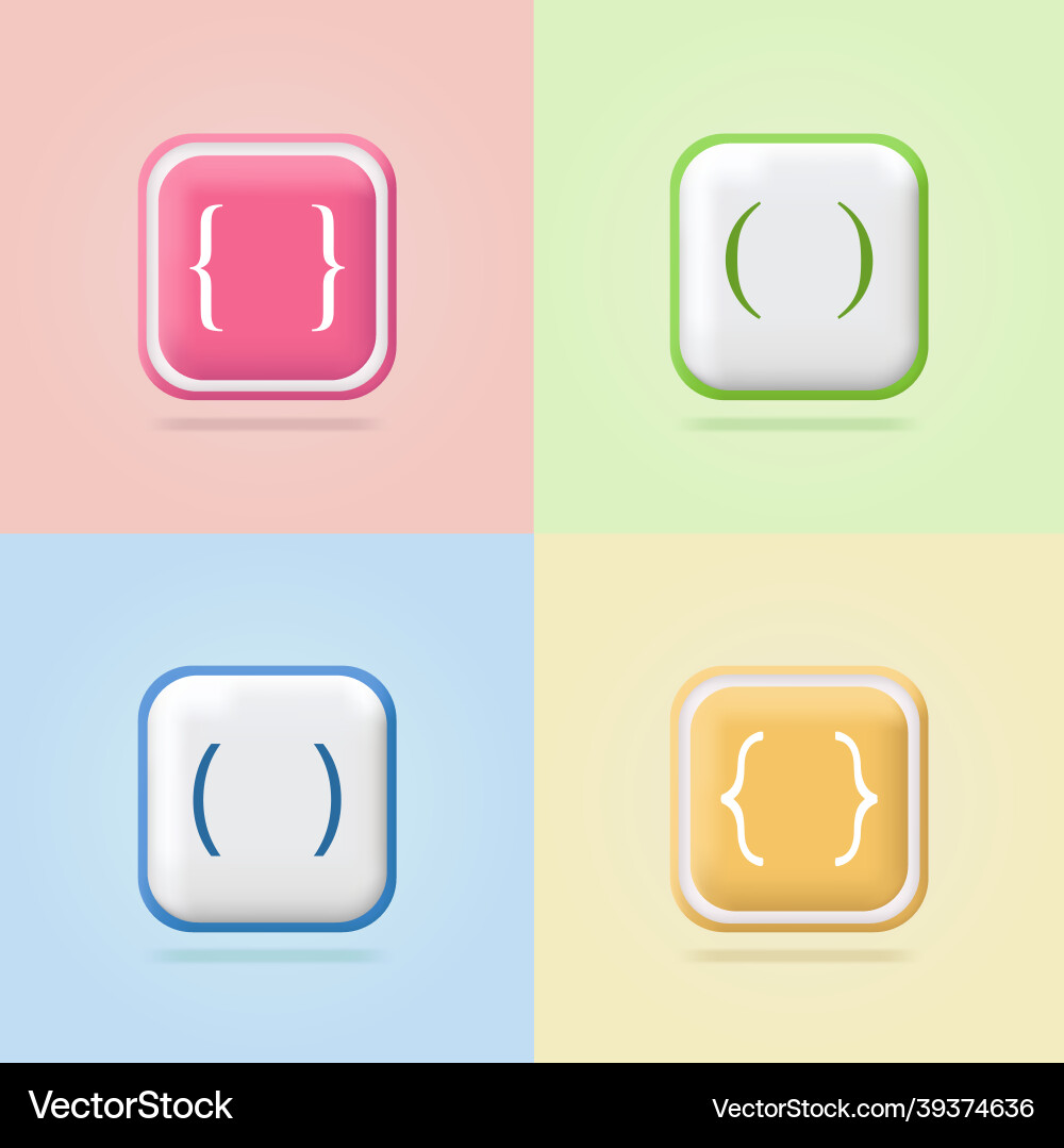 Curly braces icons web button Curly braces icons web button vector image