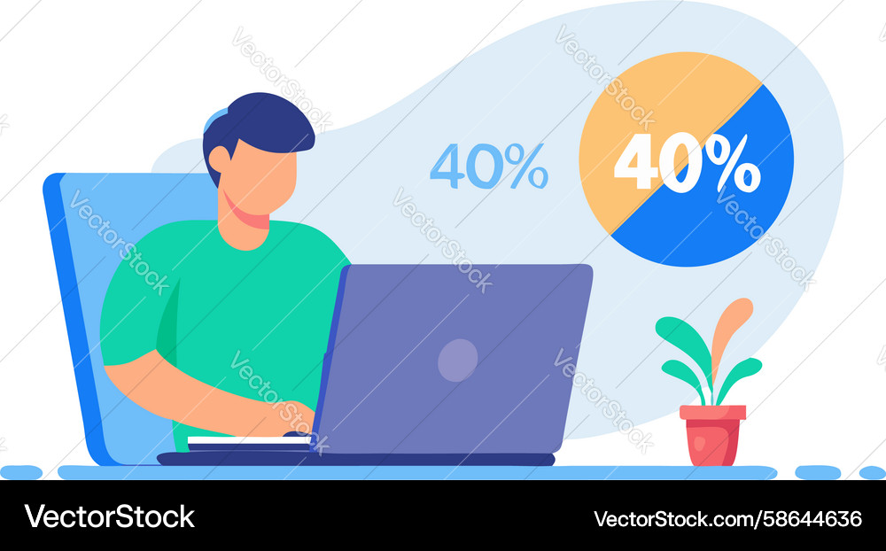 Data Analysis Man with Progress Charts Vector Image