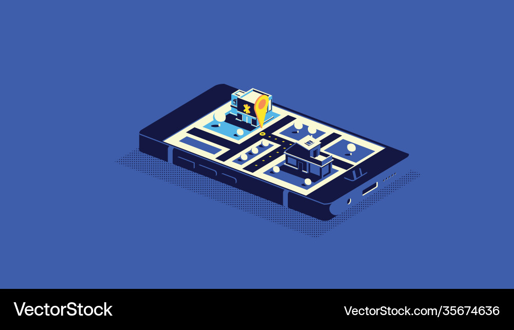 Flat 3d isometric mobile gps navigation maps Flat 3d isometric mobile gps navigation maps Vector Image
