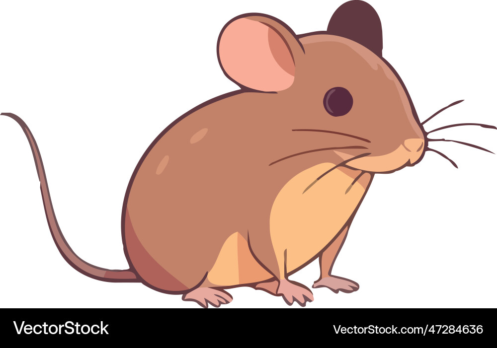 Fluffy mouse sitting with cute whiskers Vector Image