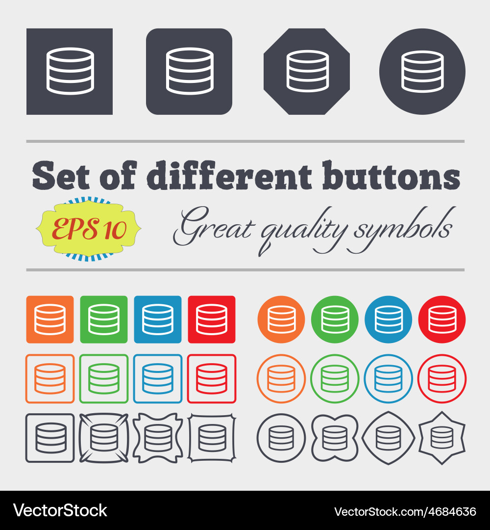 Hard disk and database icon sign big set vector image