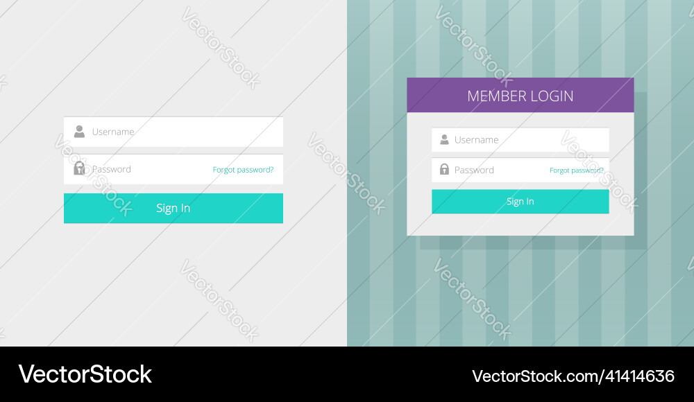 Login page form ui web box with username Vector Image