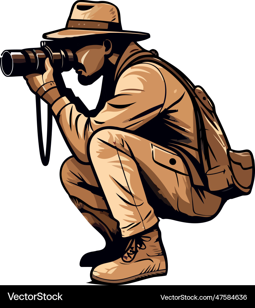 Man searching with camera Vector Image