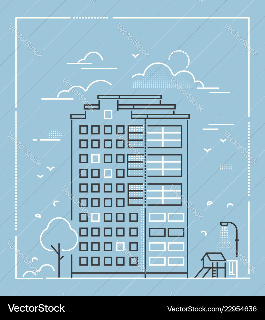 Modern building - line design style Modern building - line design style vector image