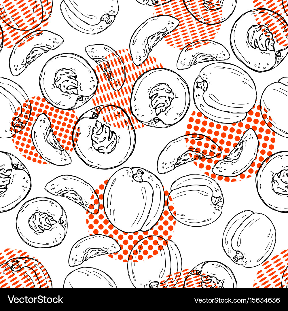Peach Slice Pattern - Sketch vector image