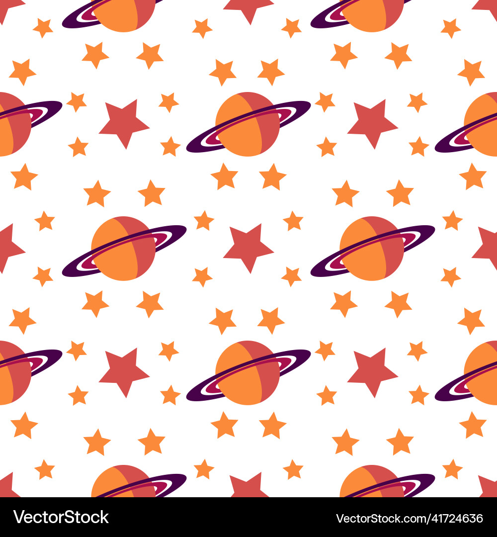 Saturn and stars planet seamless pattern Saturn and stars planet seamless pattern vector image